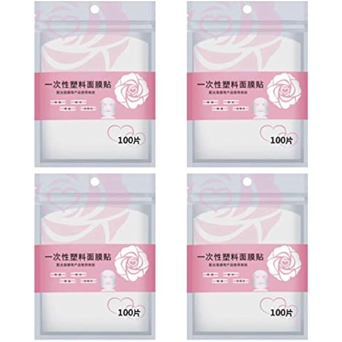 STRBOXONG 400 قطعة ورقة وجه بلاستيكية قابلة للتصرف للعناية بالبشرة - فيلم ورقة وجه مقطوع مسبقًا للاستخدام المنزلي والصالونات واضح - Image 1